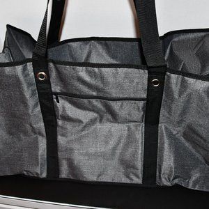COPY - Thirty One  Extra Large Storage Tote  in  Charcoal Crosshatch  NWT